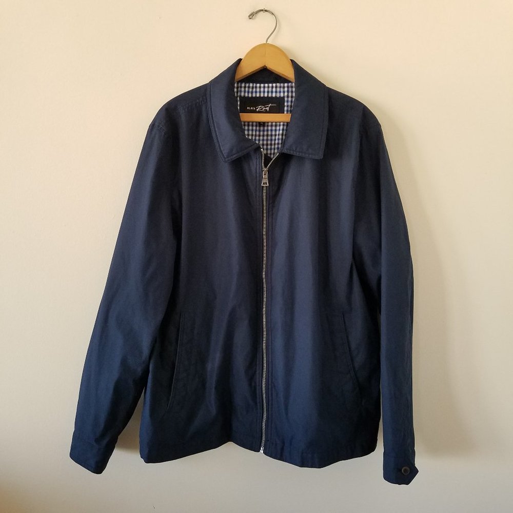 Black Rivet Navy Blue jacket Plaid lining Size XL